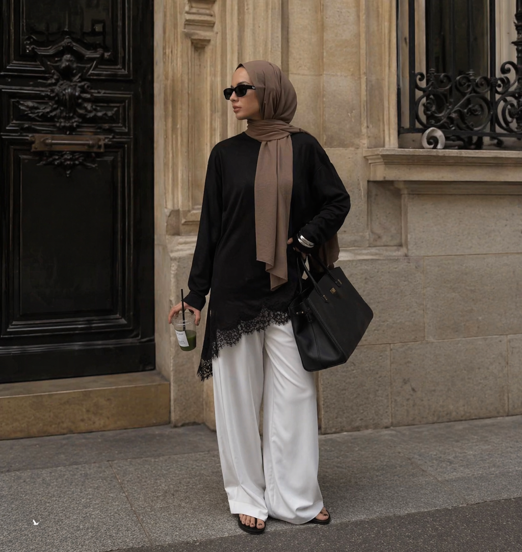 The Haya Lace Hem Tunic - Salam Fashion