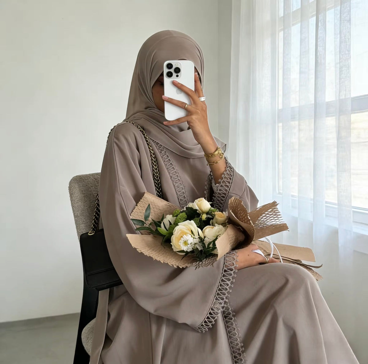 Celeste Lace Trim Abaya Set - Salam Fashion