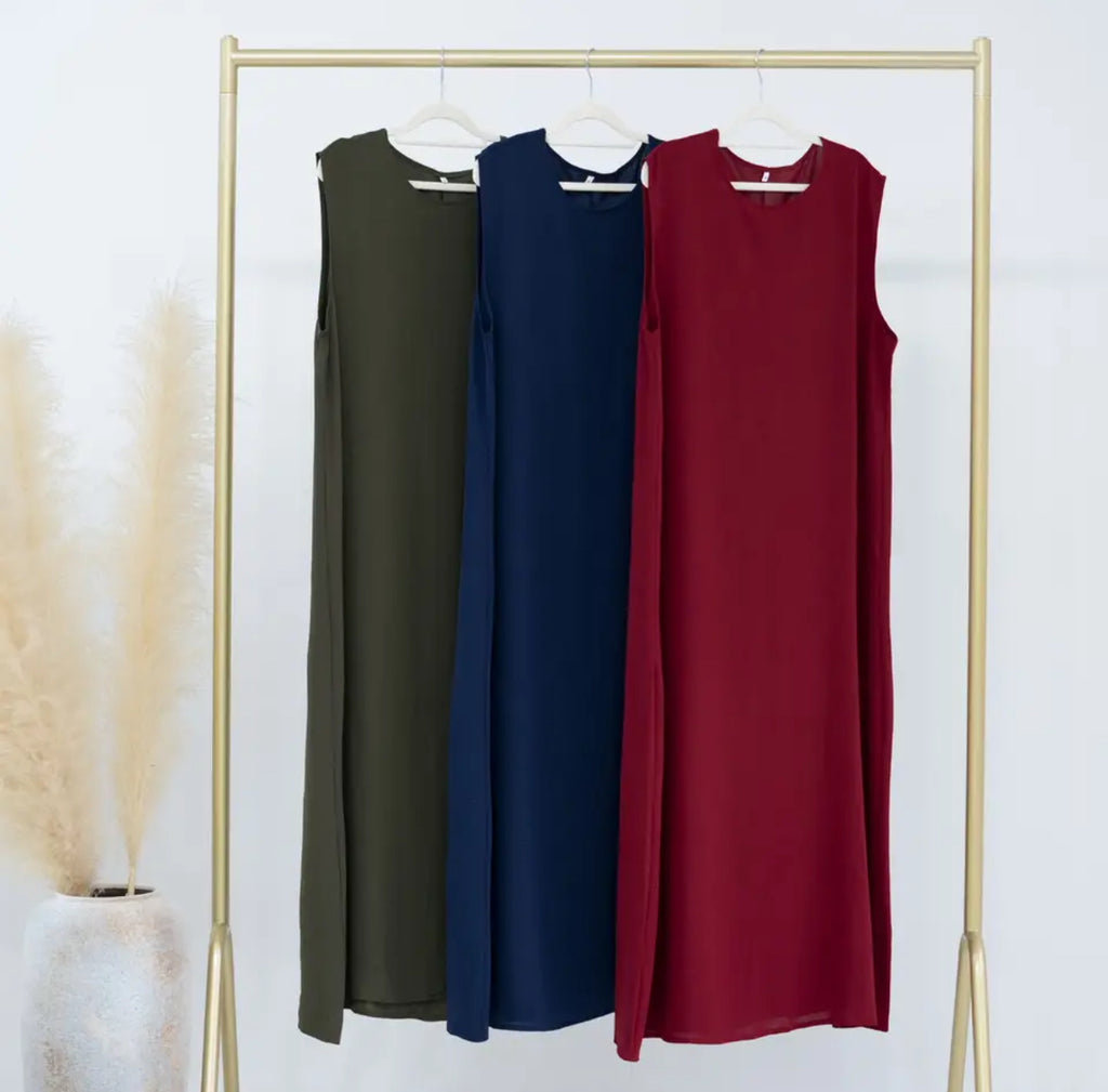 NAVY INNER ABAYA SLIP DRESS - SLEEVELESS - Salam Fashion