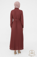 Pleated Poplin Dress- Plum