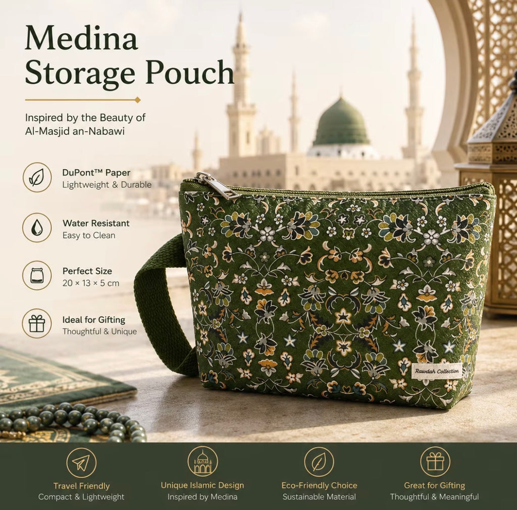 🌿 Rawdah Collection Set — Pen & Medina Storage Pouch