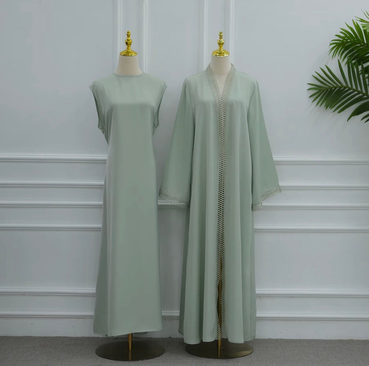 Celeste Lace Trim Abaya Set - Salam Fashion