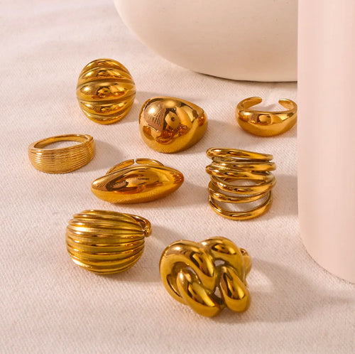Chunky 18K Gold Plated Rings - Salam Fashion