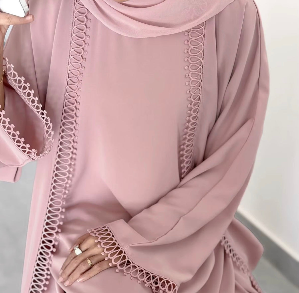 Celeste Lace Trim Abaya Set - Salam Fashion