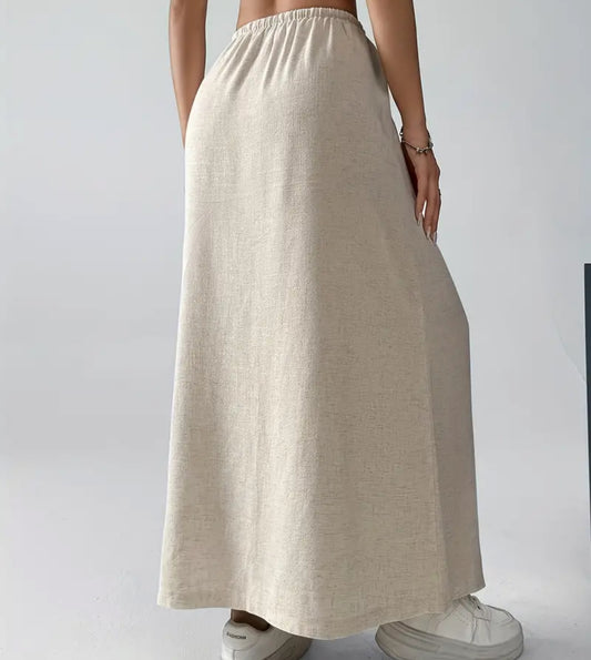 Linen Blend Maxi Skirt