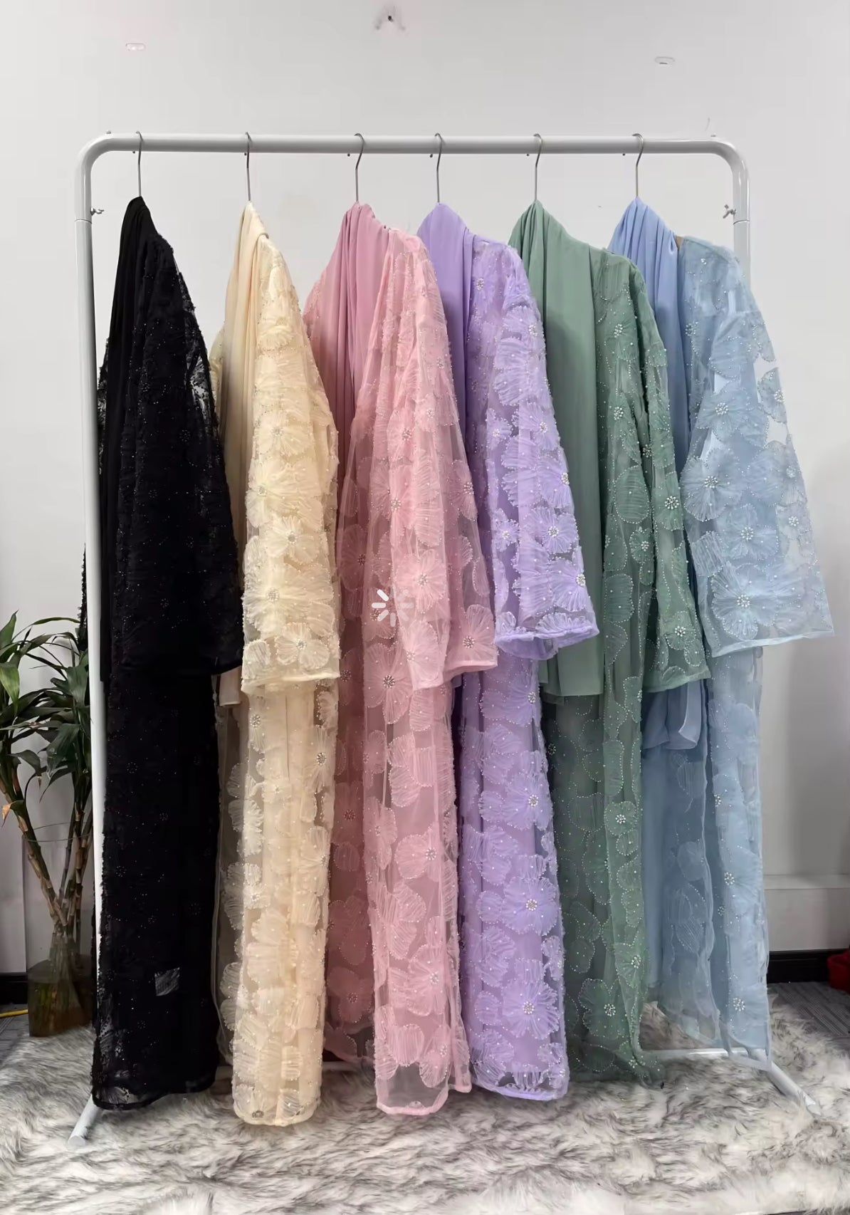 Floral Embellished Abaya Set