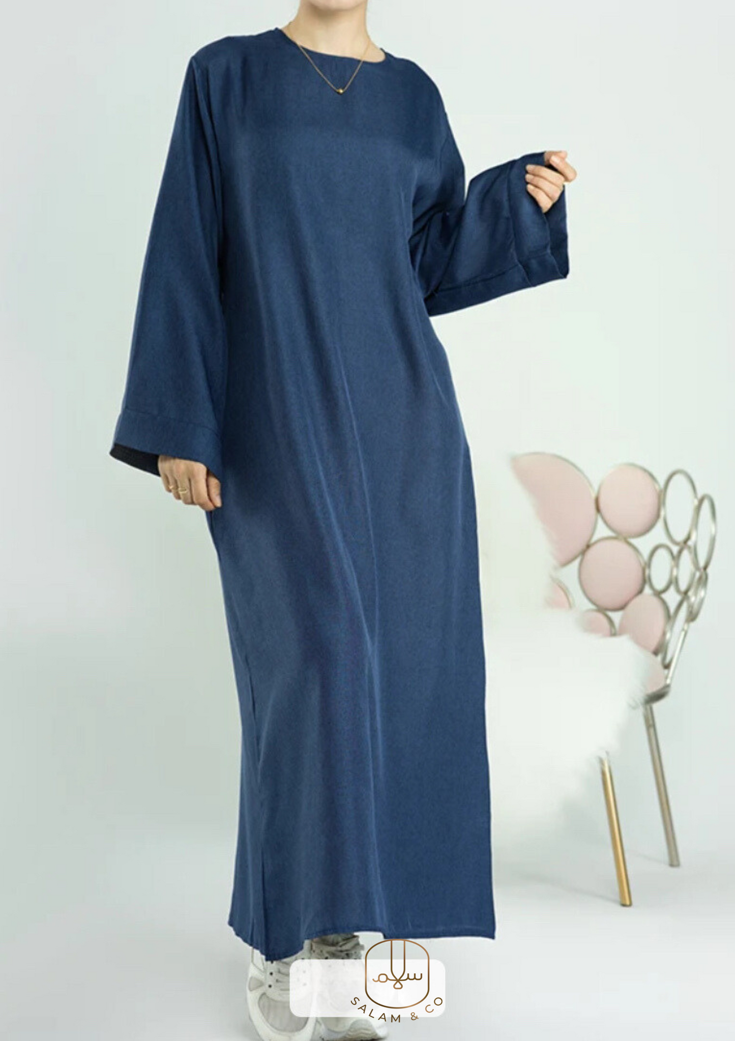 Linen Abaya - Navy