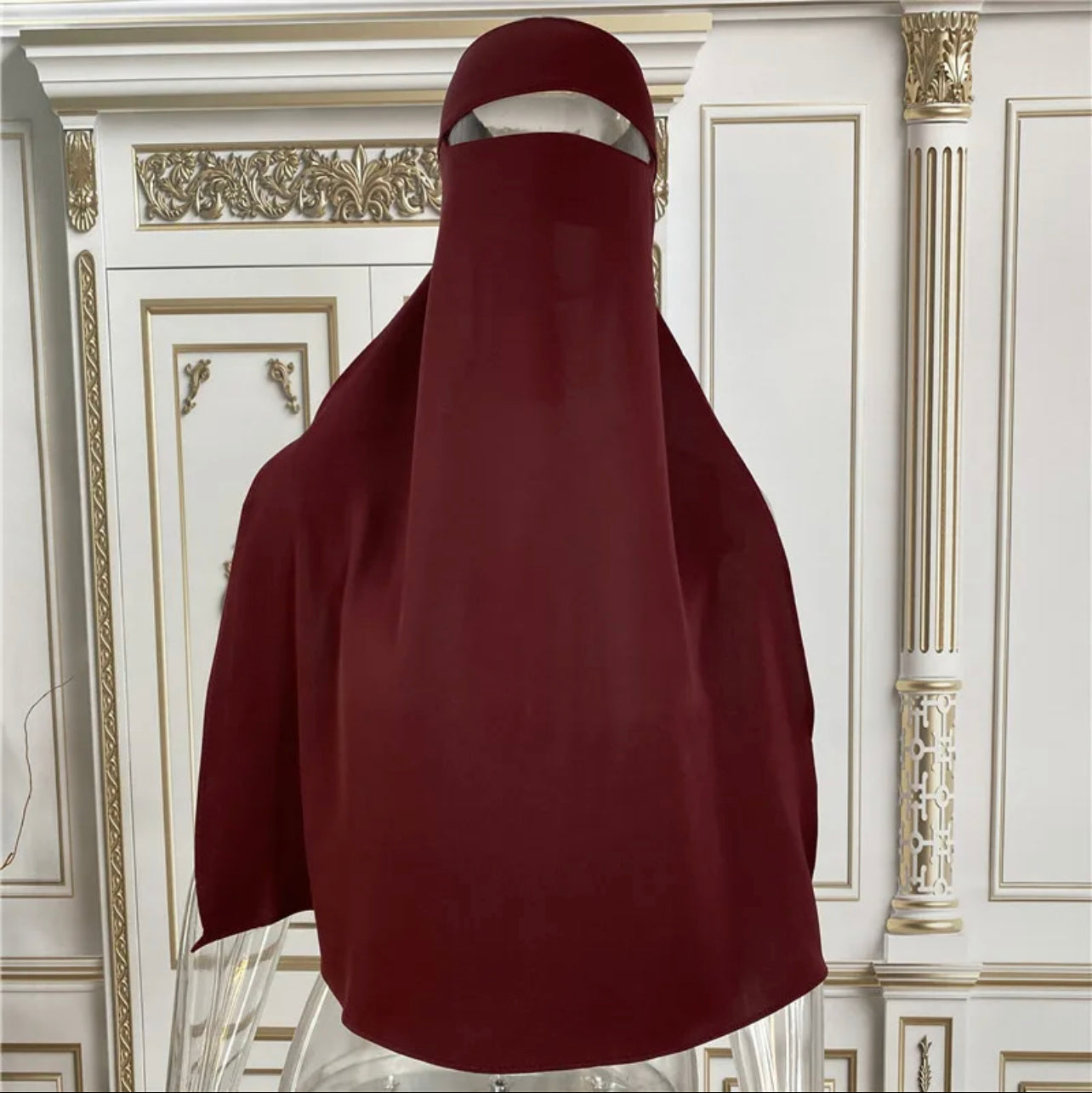 SINGLE LAYER NIQAB- Burgundy
