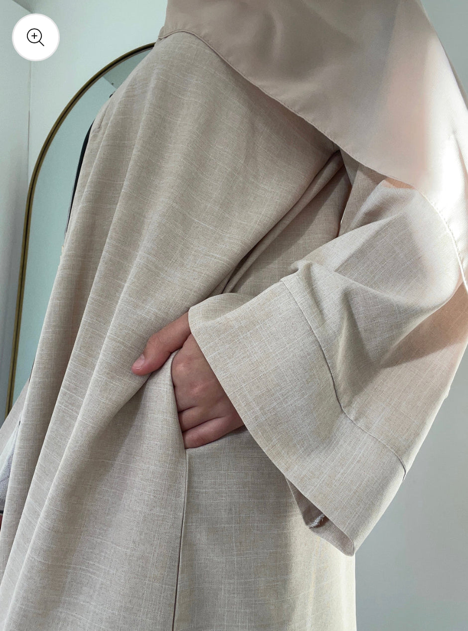 Linen Abaya- Sand - Salam Fashion