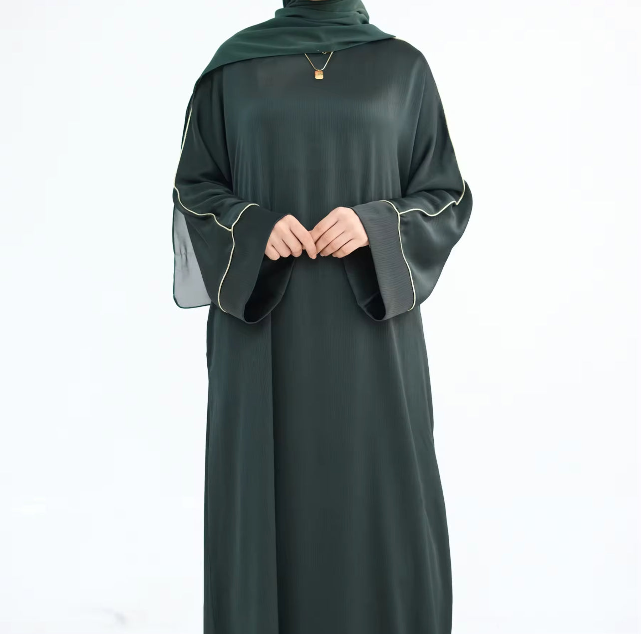 Gold Trim Textured Abaya