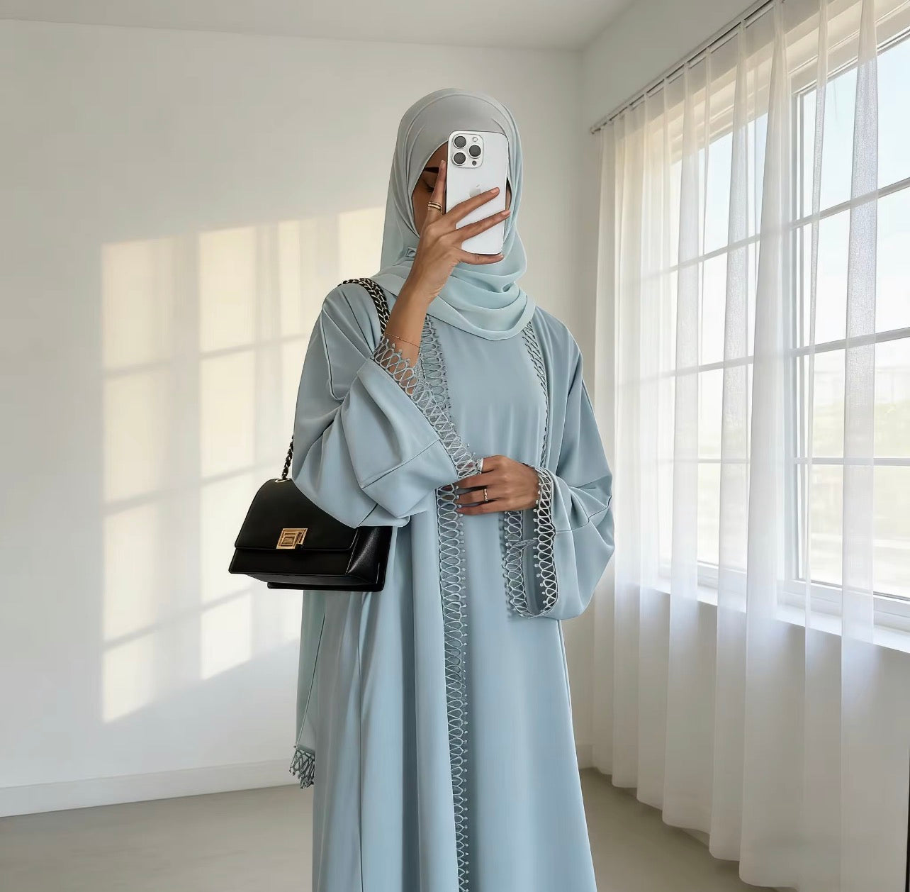 Celeste Lace Trim Abaya Set
