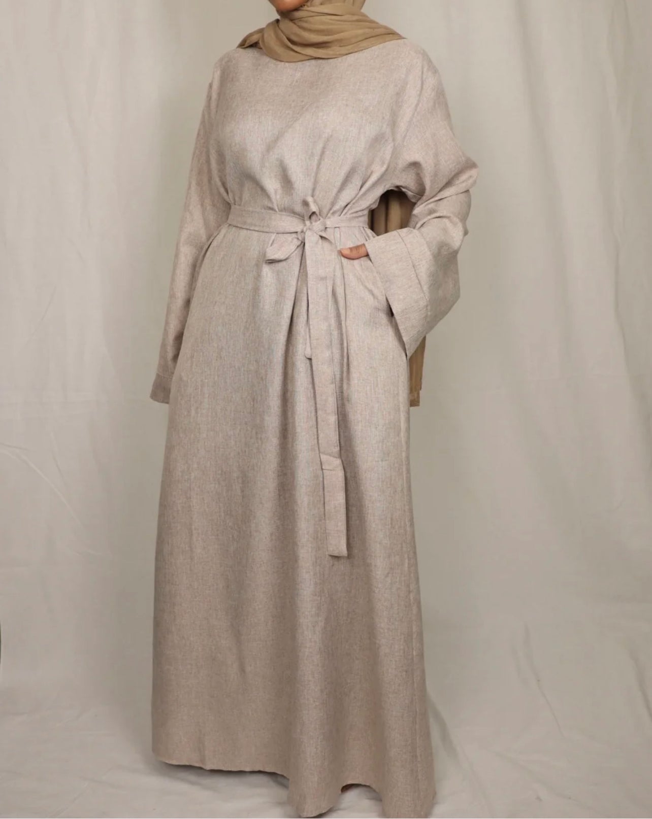 Linen Abaya- Sand - Salam Fashion