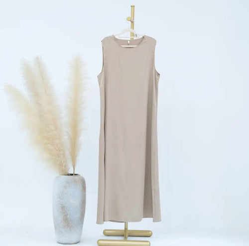 BEIGE INNER ABAYA SLIP DRESS - SLEEVELESS - Salam Fashion