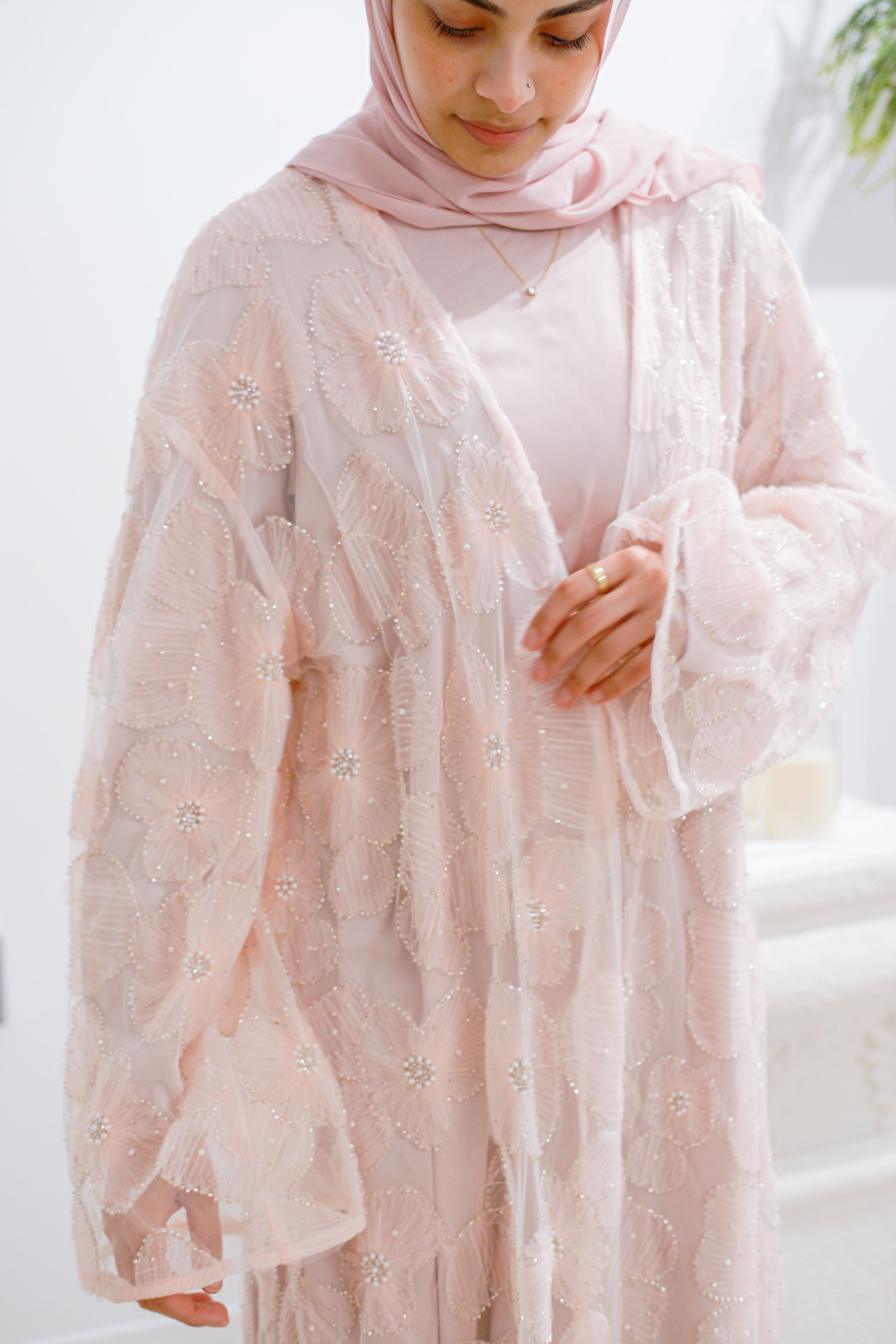 Floral Embellished Abaya Set