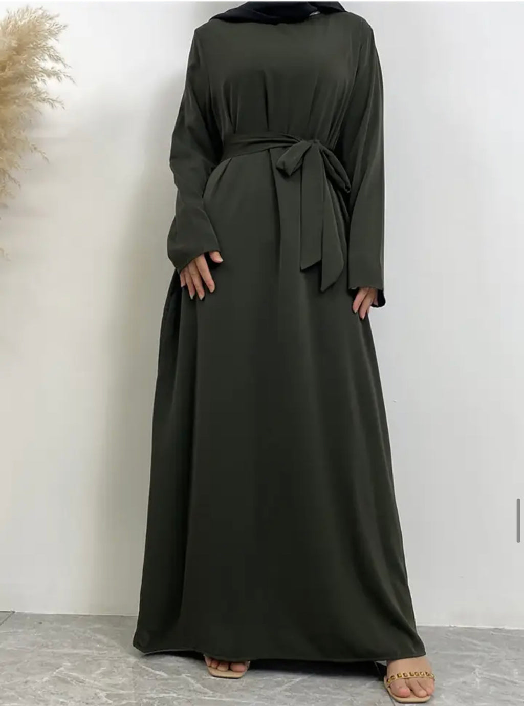 Classic Closed Abaya - Army Green - Salam Fashion