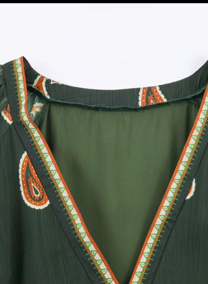 The Emerald Paisley Tiered Dress