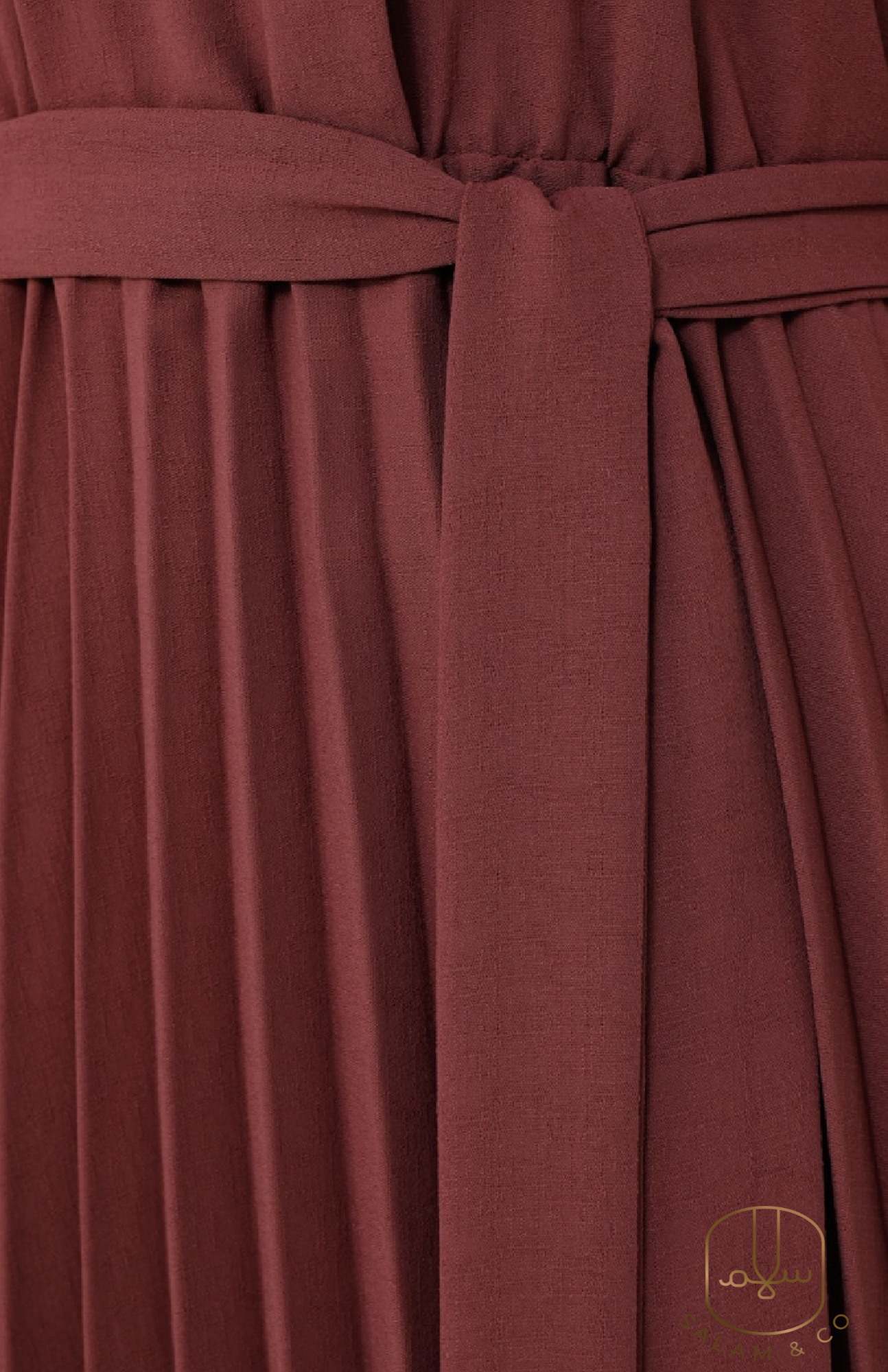 Pleated Poplin Dress- Plum