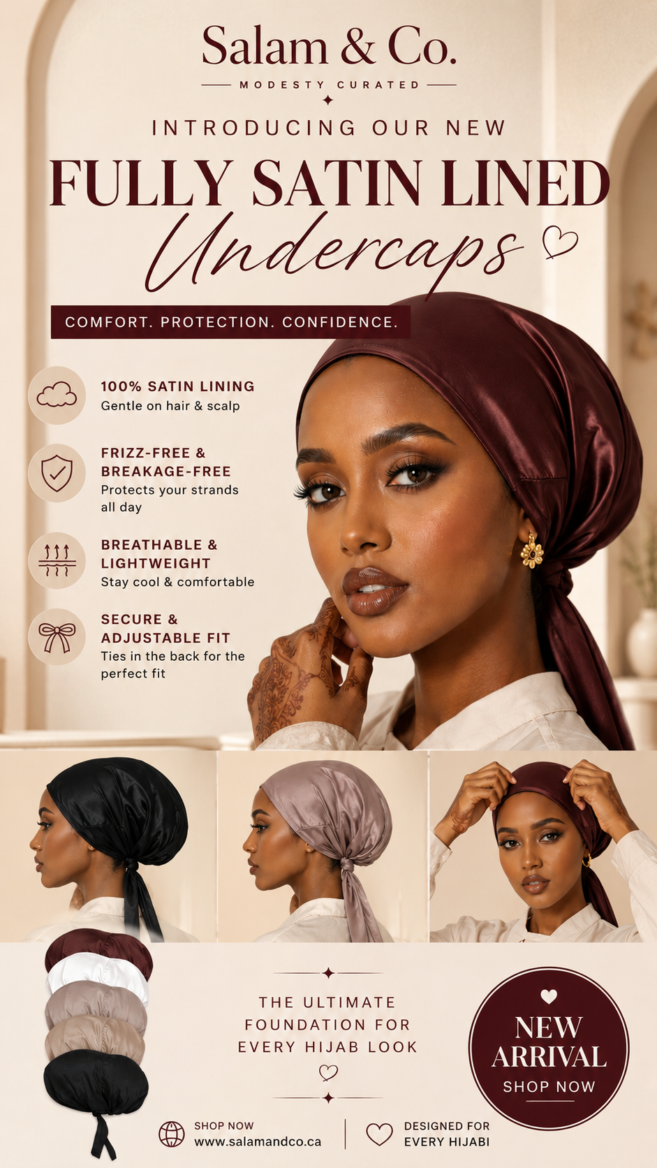The Luxe Fully Satin-Lined Undercap - Salam Fashion