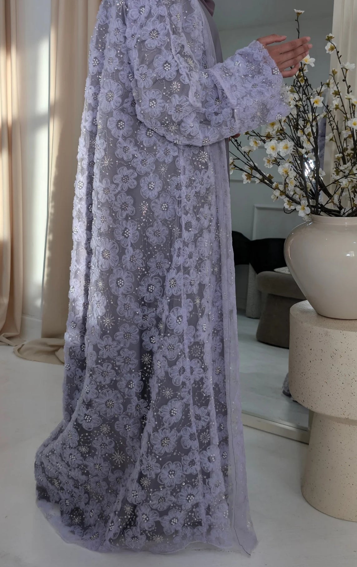 Floral Embellished Abaya Set