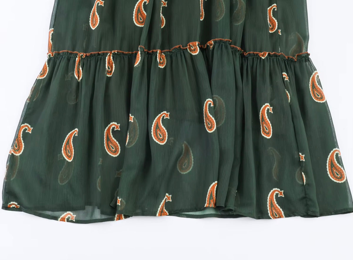 The Emerald Paisley Tiered Dress