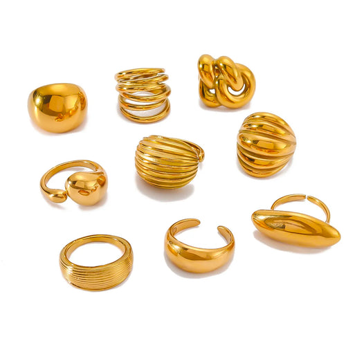Chunky 18K Gold Plated Rings - Salam Fashion