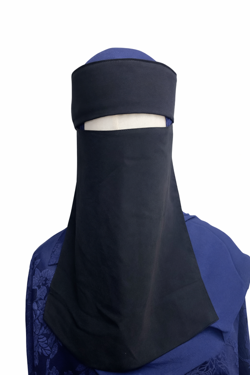 Bedoon Essm- Hidden Double Elastic Pull Down Niqab with Flap - Salam Fashion