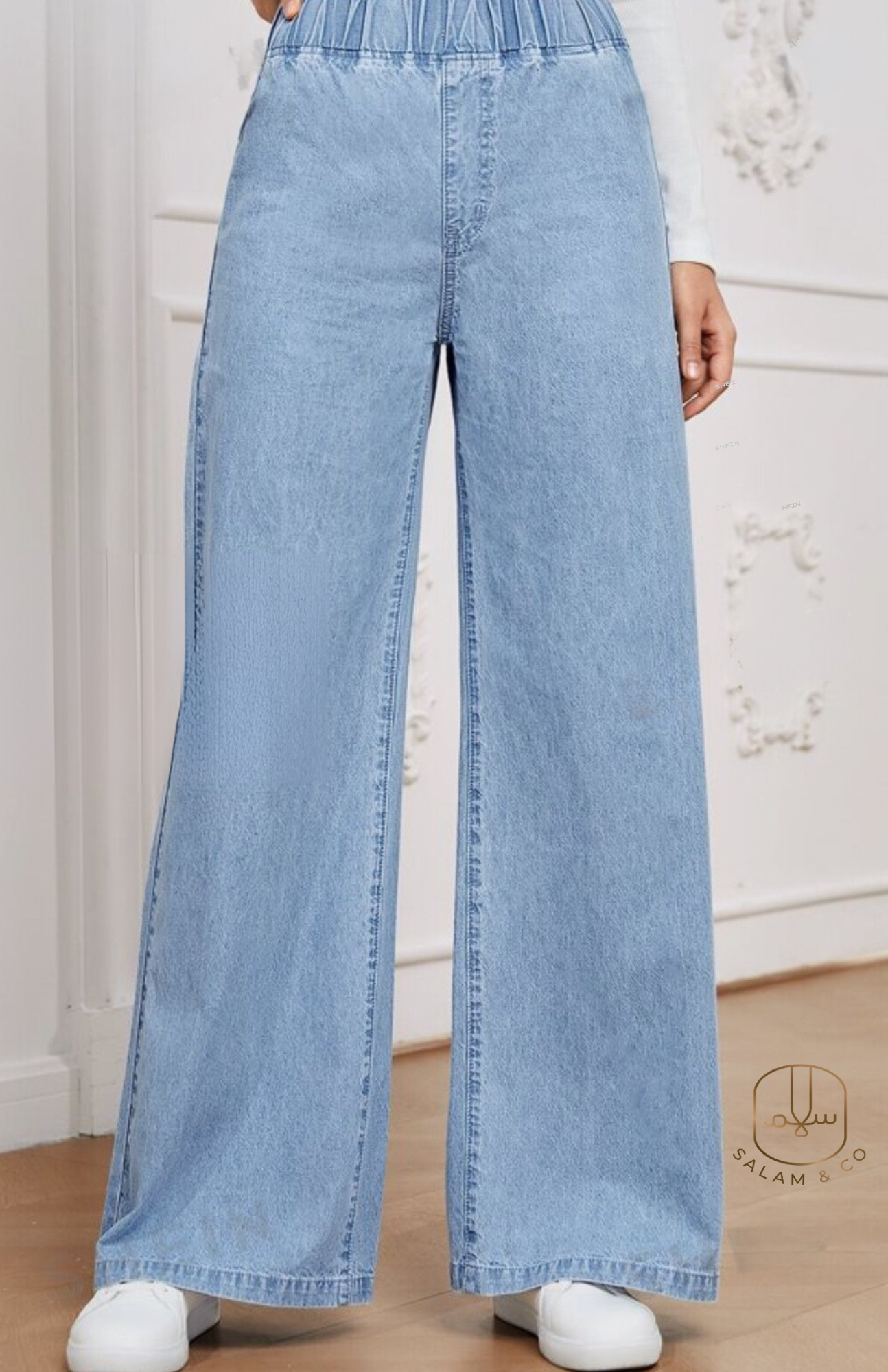 Denim Elastic Waist Pants