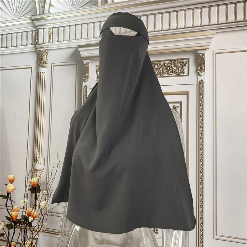 SINGLE LAYER NIQAB- Gray