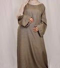 Linen Abaya - Chocolate - Salam Fashion