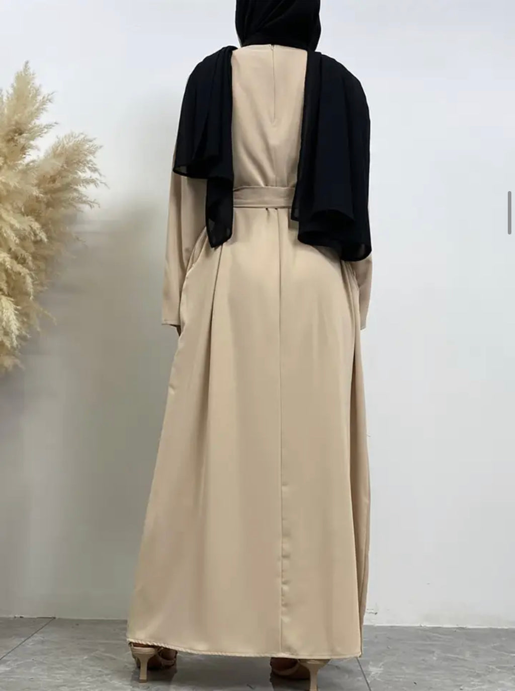 Classic Closed Abaya- Beige - Salam Fashion