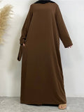 Classic Closed Abaya- Chocolate - Salam Fashion