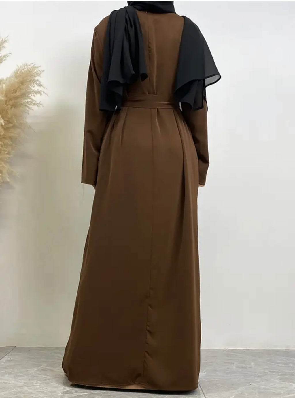 Classic Closed Abaya- Chocolate - Salam Fashion