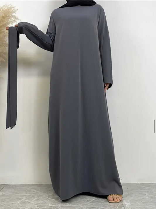 Classic Closed Abaya- Slate - Salam Fashion